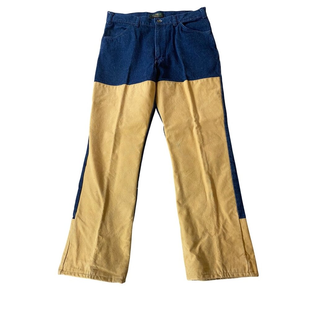 Orvis Denim Work Field Pants Blue Khaki Cotton Utility 36 Waist